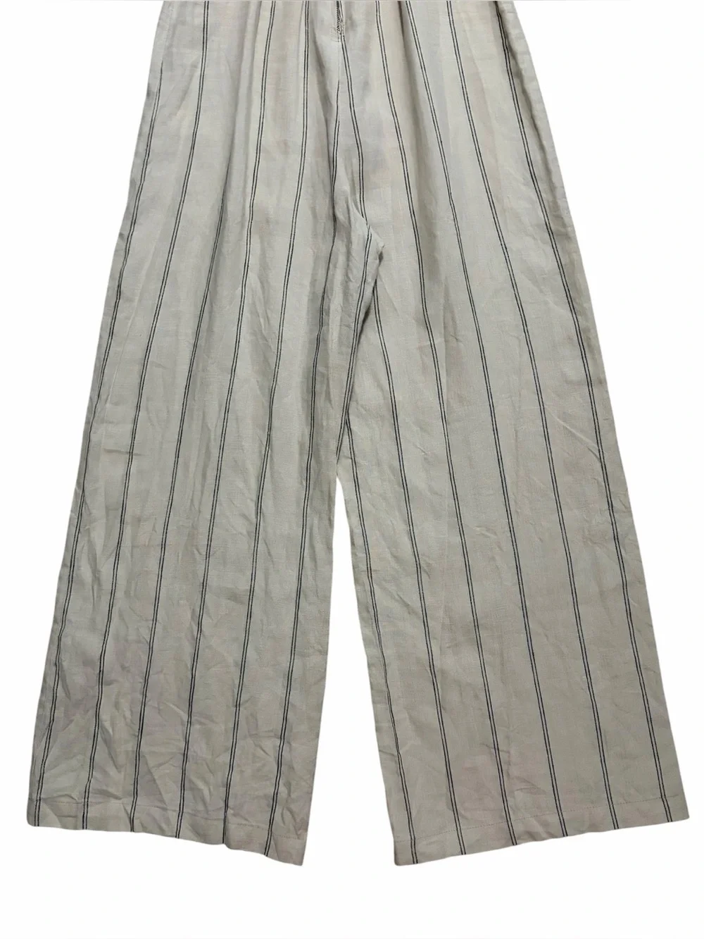 REFORMATION Sleeveless Striped Smocked Back Cropped Linen Jumpsuit 6
